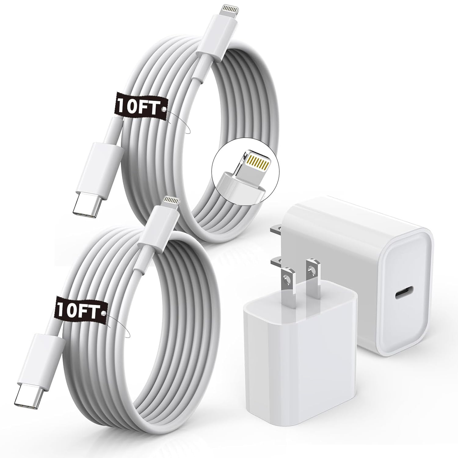 [Certificado MFi de Apple] Cargador rápido para iPhone de 10 pies,...