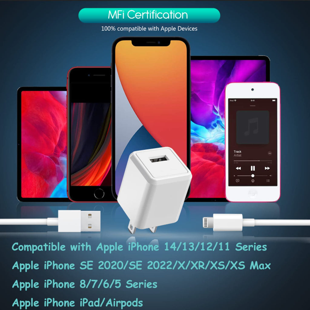 Paquete de 3 cargadores de iPhone de 10 pies, [certificado MFi de A...