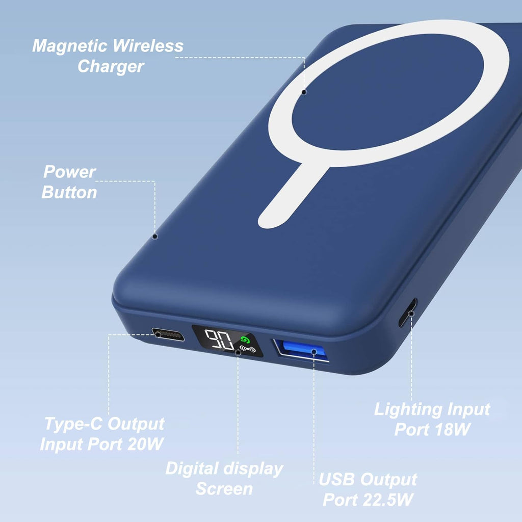 AOGUERBE Magsafe Power Bank, batería magnética plegable de 10000 mA...