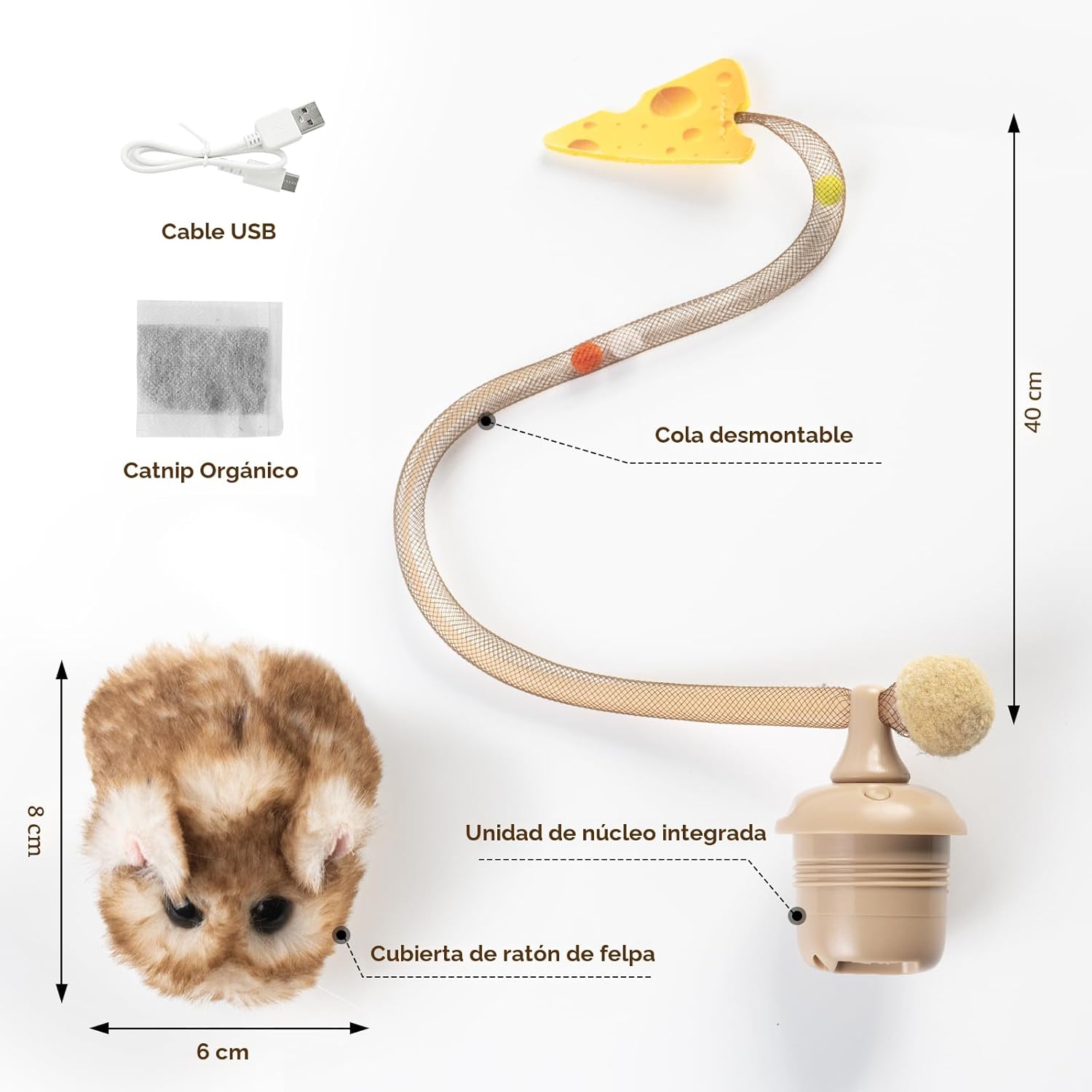 Migipaws MigiMouse - Juguete interactivo para gatos de 360° con col...