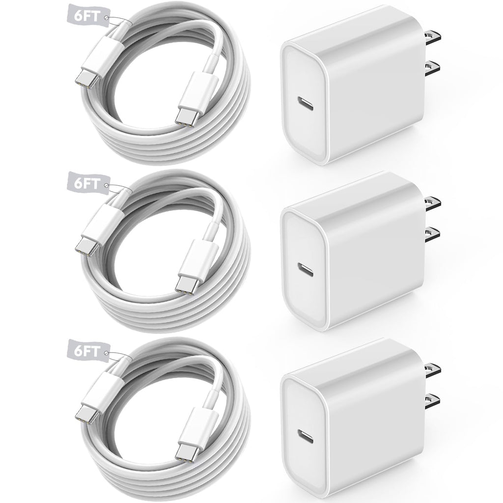 Bloque de cargador USB C rápido, paquete de 3 cables USBC a USBC de...
