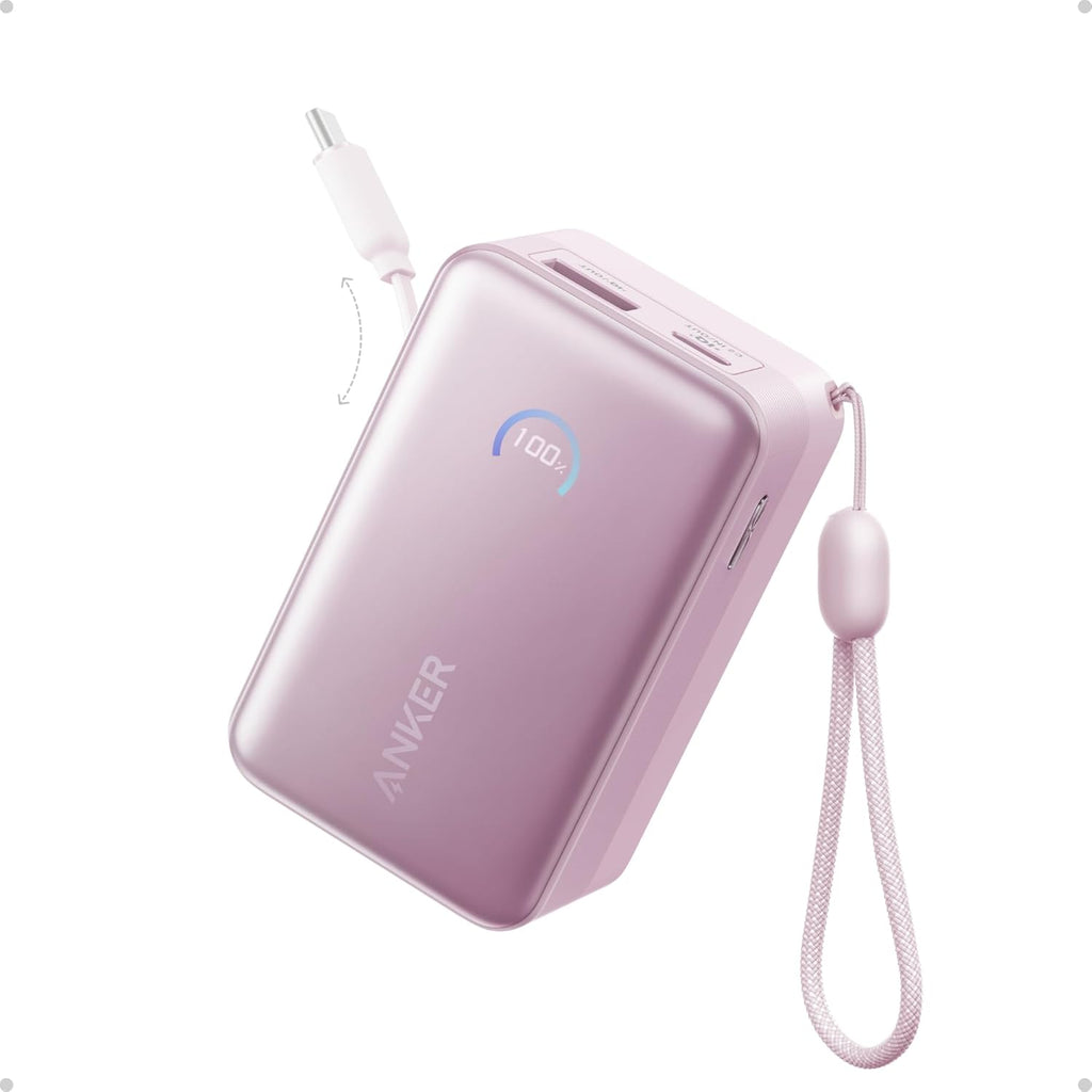 Anker Cargador portátil nano, 45 W 10000 mAh con cable retráctil de...