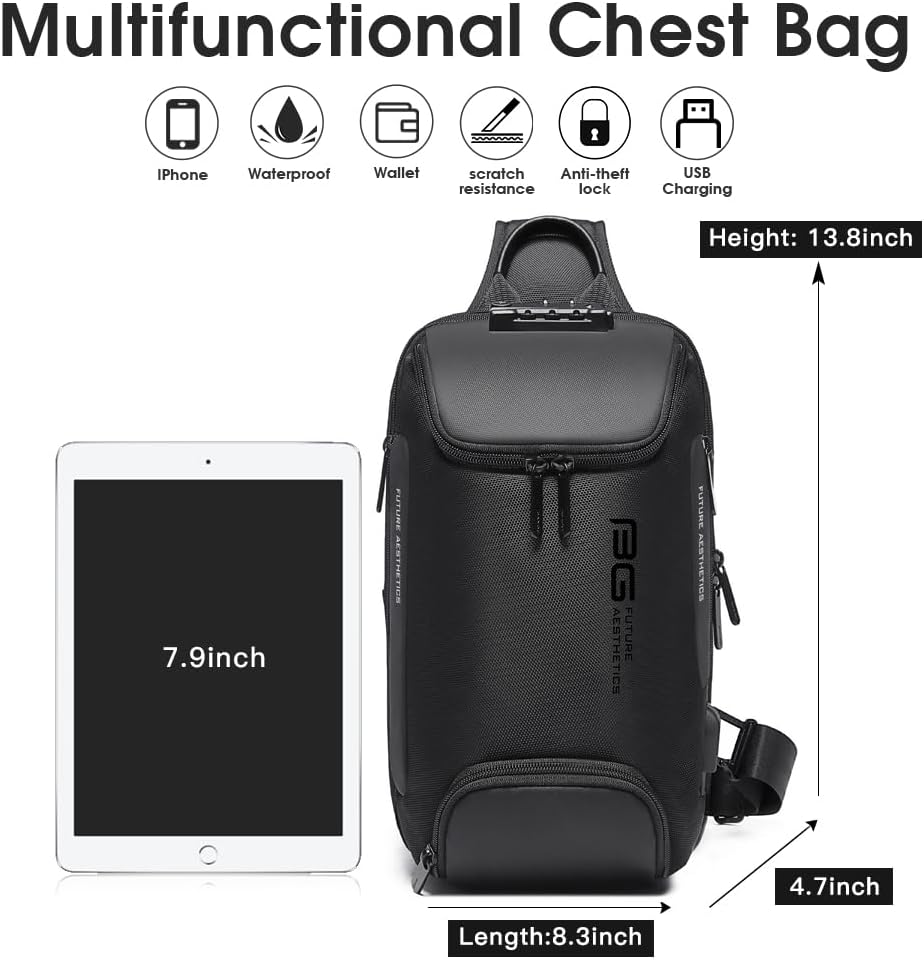 BANGE Mochila antirrobo con cerradura, bandolera para hombre, mochi...