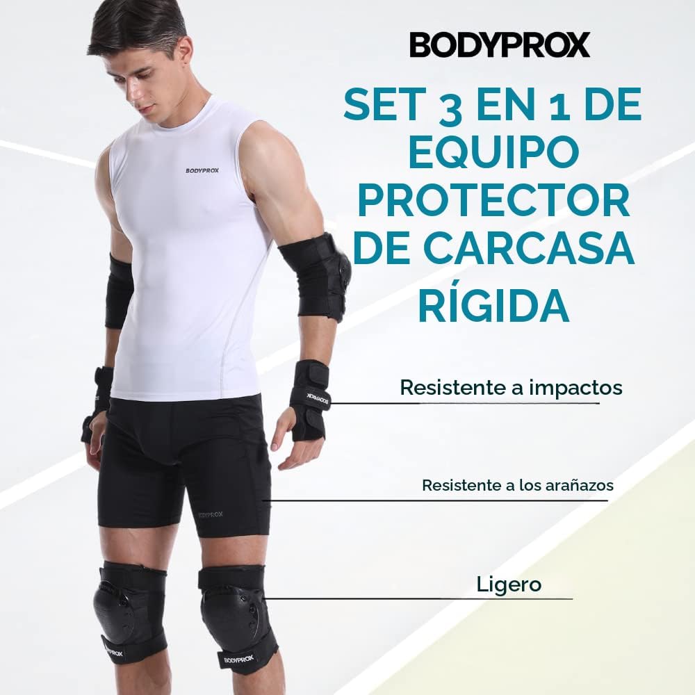 BODYPROX - Juego de rodilleras, coderas y muñequeras para patinaje...