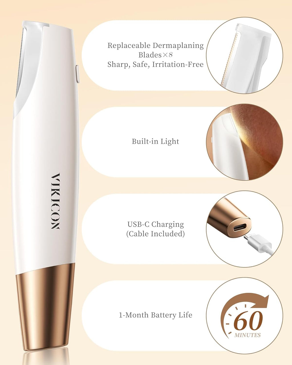 Maquinilla de afeitar profesional Sonic Dermaplane para la cara de...