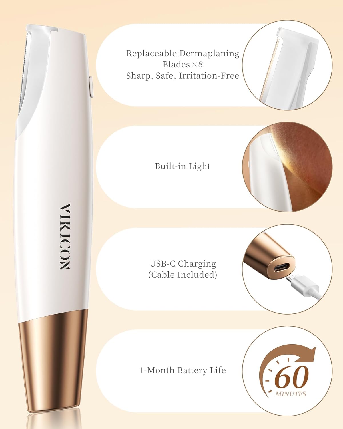 Maquinilla de afeitar profesional Sonic Dermaplane para la cara de...