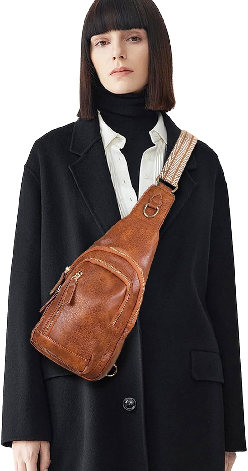 Relang Bolso bandolera para mujer, cangureras de cuero cruzado para...
