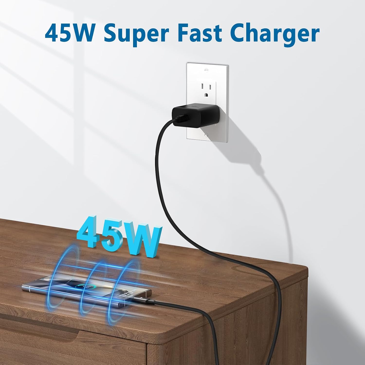 Cargador USB-C de 45 W, cargador súper rápido tipo C para Sam Sung...