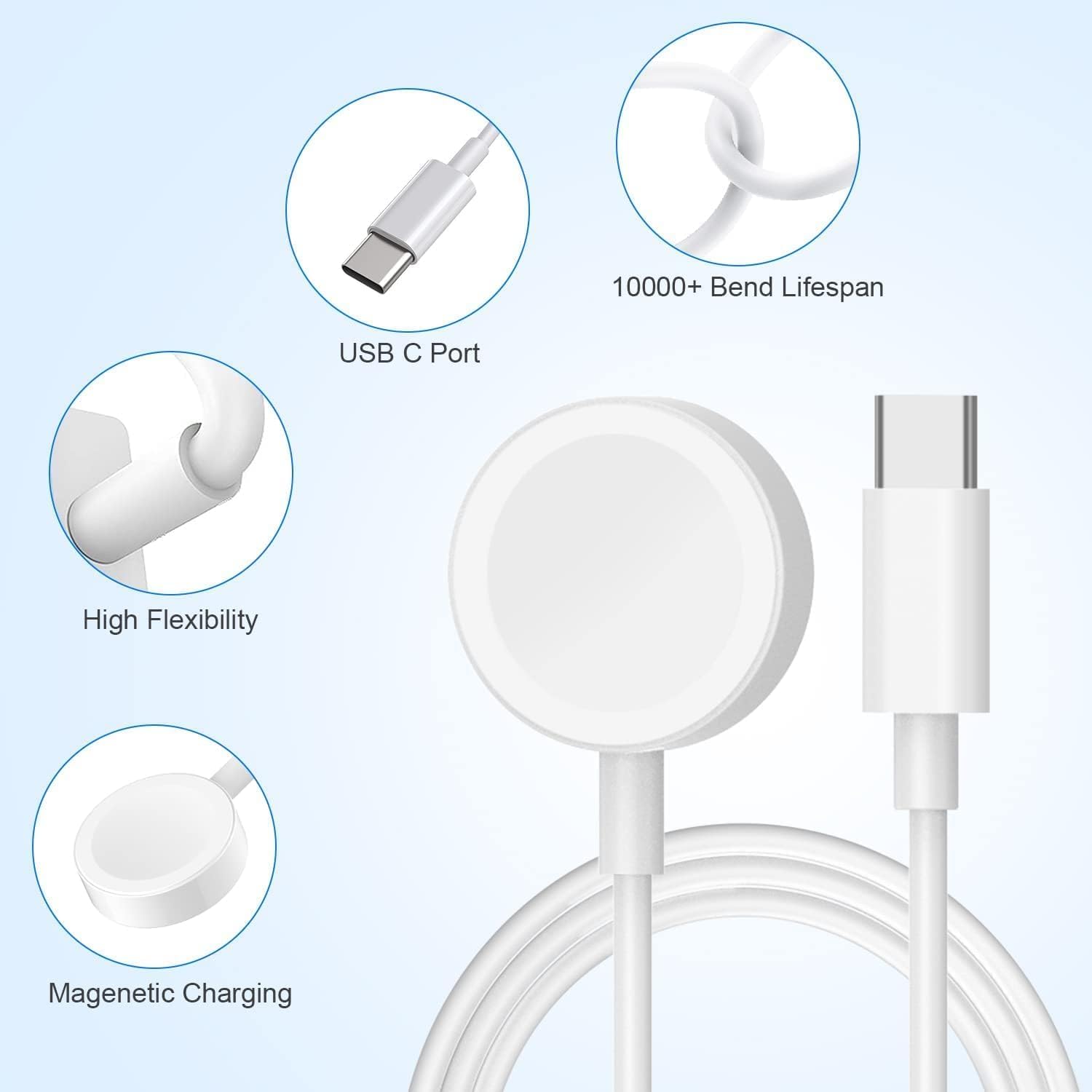 Carga rápida para cargador de Apple Watch, cable de carga extra lar...