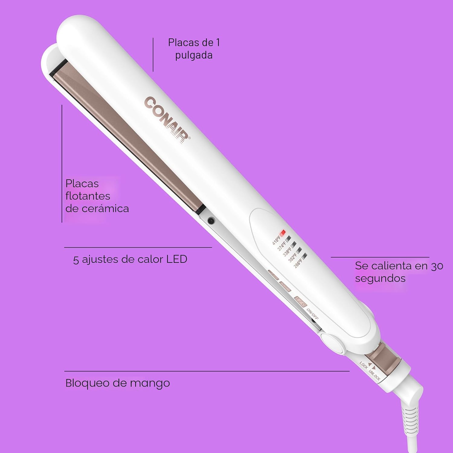 Conair - Plancha de cerámica doble de 1 pulgada, alisador de pelo c...