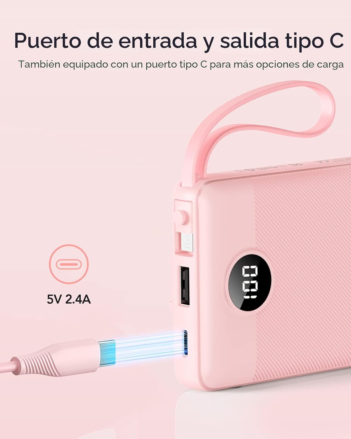 VRURC Cargador Portátil Power Bank, Paquete de Batería Esencial de...