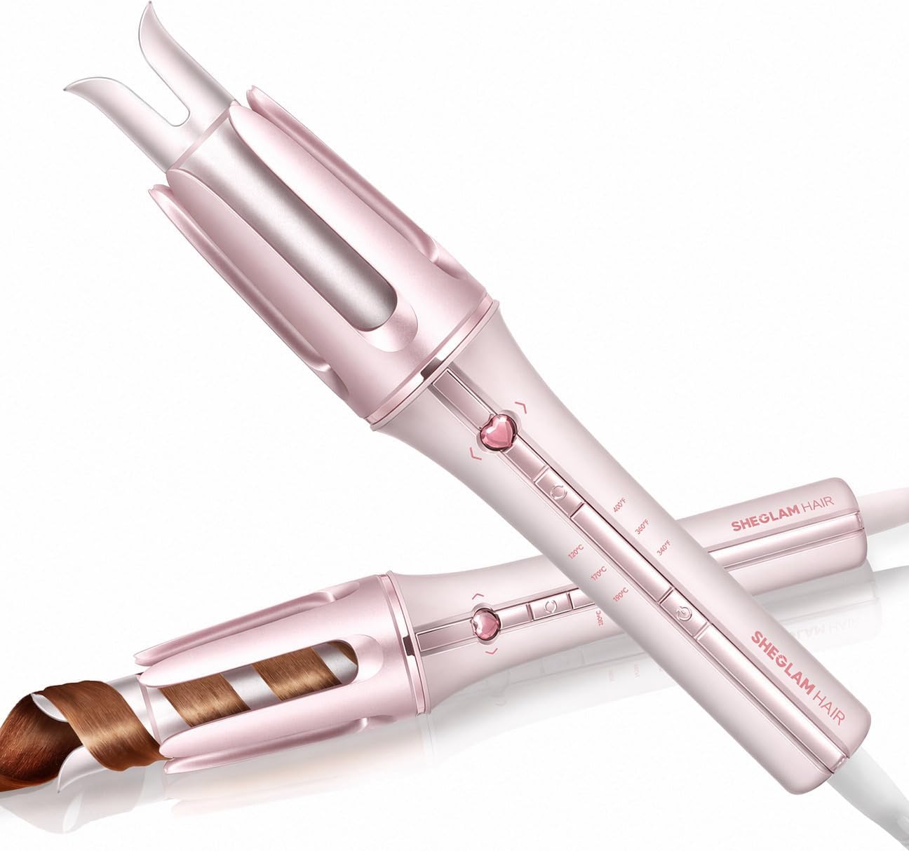 SHEGLAM Rizador de pelo rosa automático, regalo para mujer (Rosa, 1...