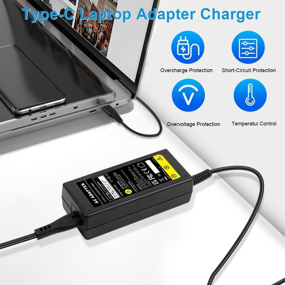 Cargador universal para Chromebook de 65 W, adaptador de puerto tip...