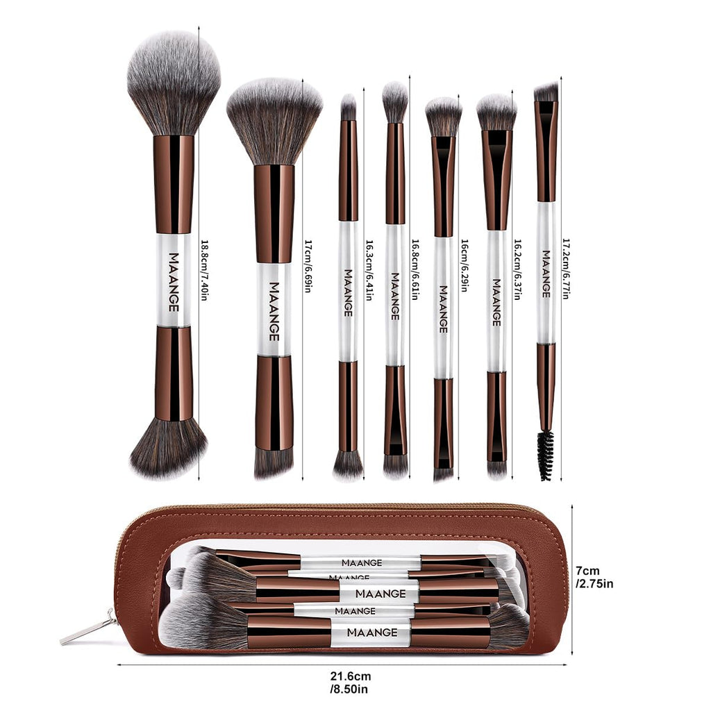 MAANGE Juego de 7 pinceles para maquillaje con bolsa, brochas de ma...