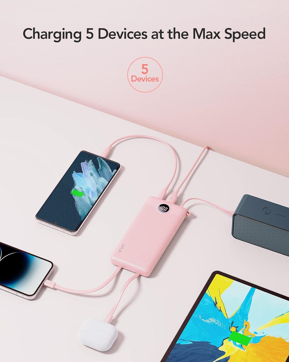 VRURC Cargador Portátil Power Bank, Paquete de Batería Esencial de...