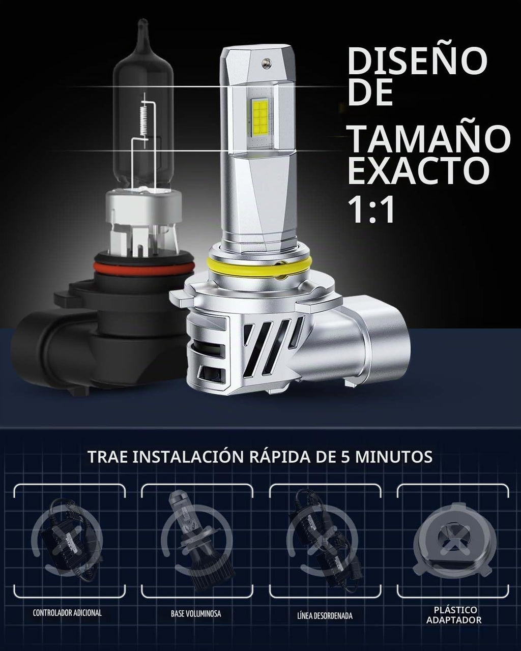 AUXITO Bombillas 9005 HB3, 40000 lúmenes, 1000% más brillante, luz...