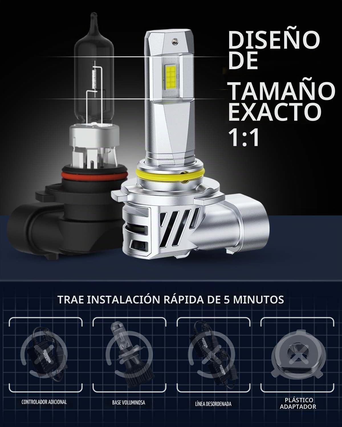 AUXITO Bombillas 9005 HB3, 40000 lúmenes, 1000% más brillante, luz...