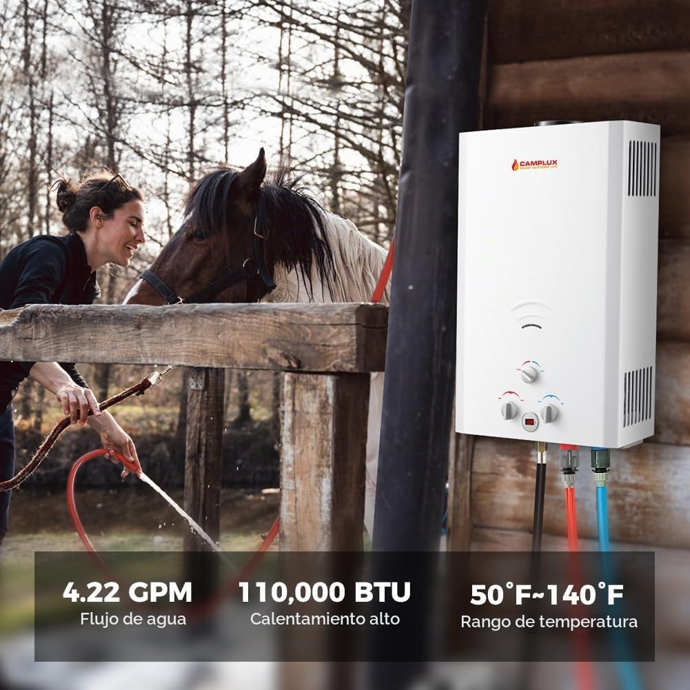Camplux - Calentador de agua de 16 litros para exteriores, 4.22 GPM...