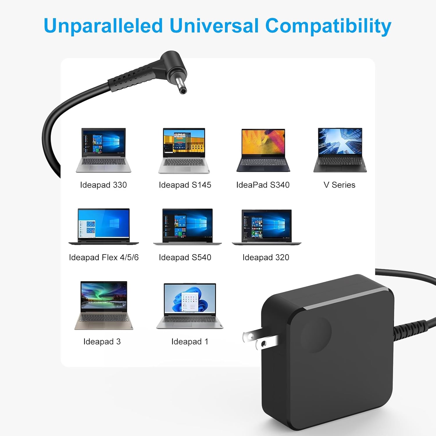 Cargador compatible Lenovo Laptop Computadora 65W 45W Punta Redonda...