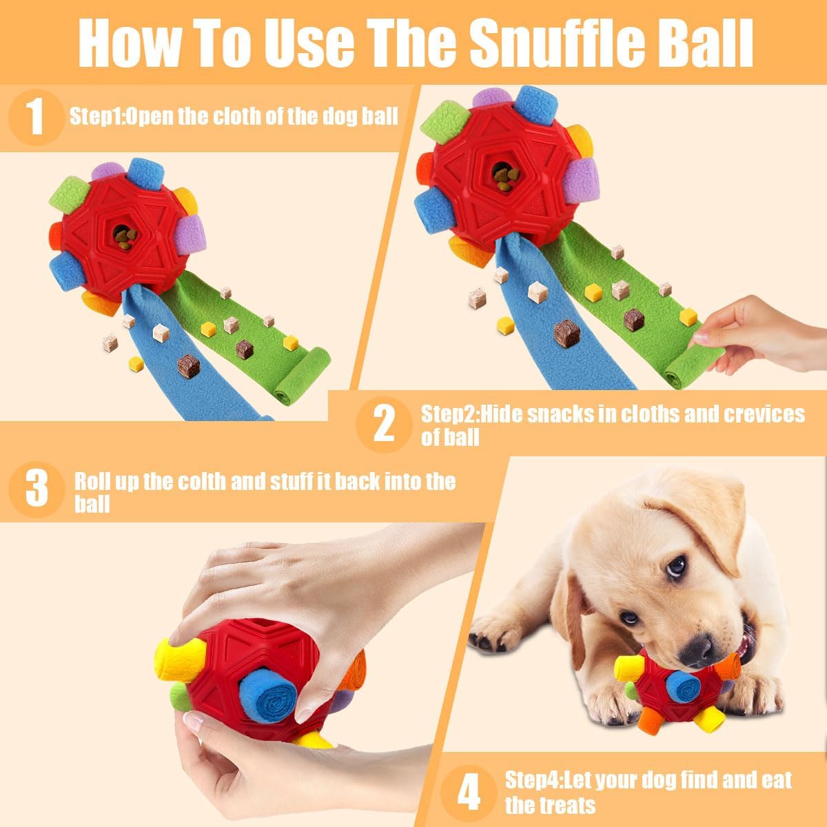 Pelota de olfateo para perros, juguetes interactivos para perros qu...