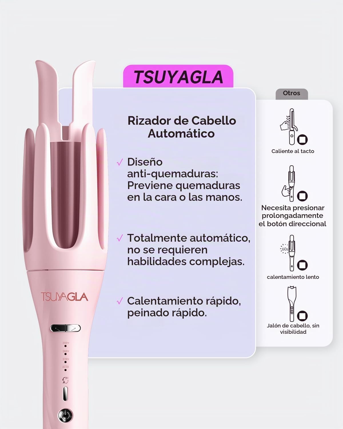 Rizador de pelo automático 3 en 1, rizador de pelo con 3 barriles (...