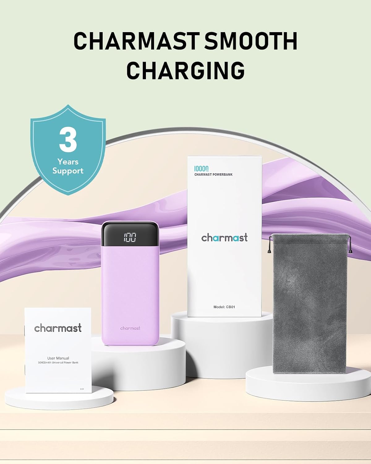 Charmast Cargador portátil con cables incorporados, batería externa...