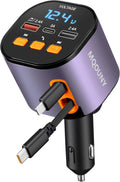Cargador retráctil para coche, cargador de teléfono rápido 5 en 1 d...