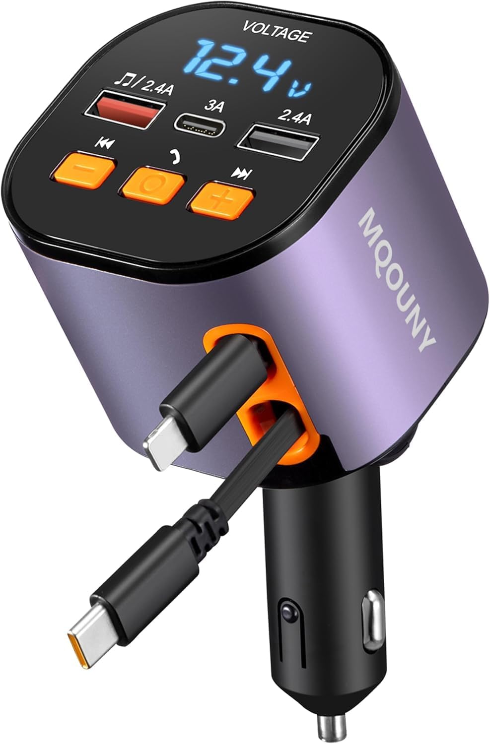Cargador retráctil para coche, cargador de teléfono rápido 5 en 1 d...
