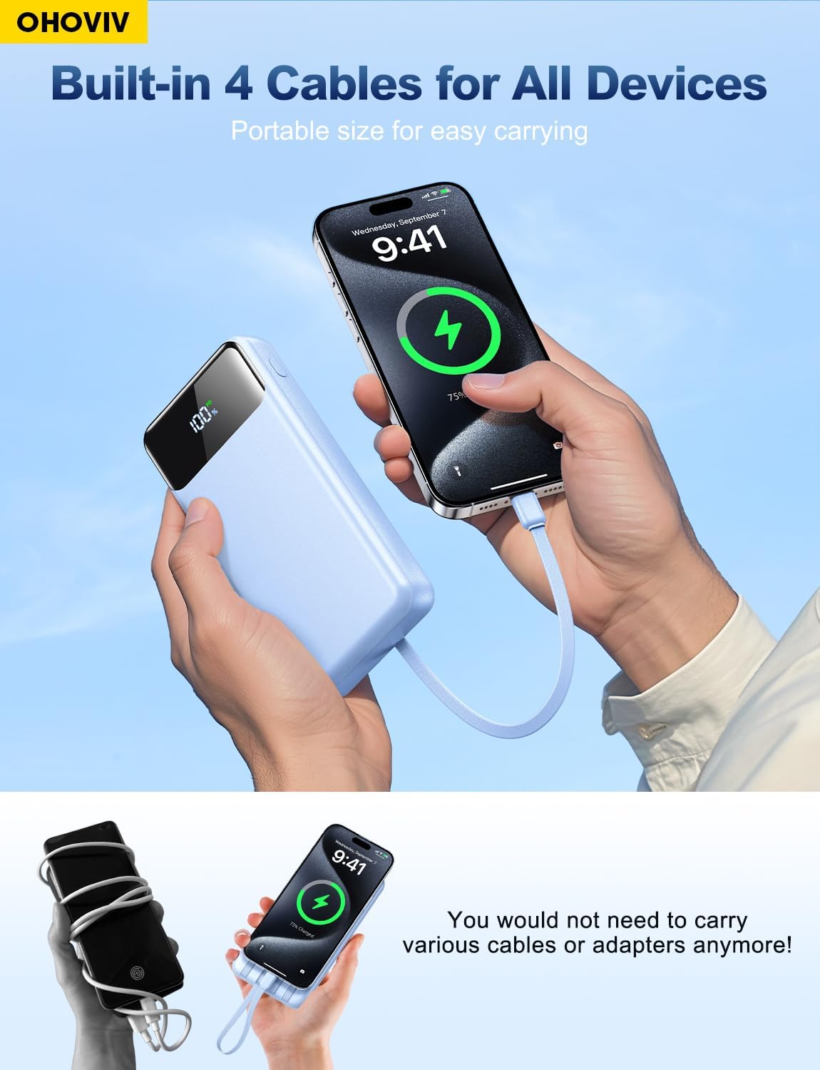OHOVIV Cargador Portátil Power Bank Paquete de Batería de 50000mAh,...