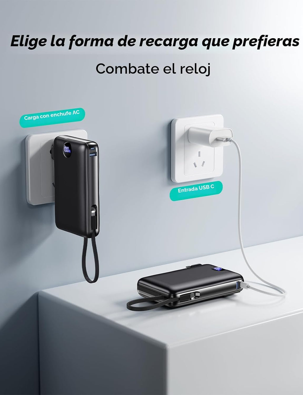 Cargador portátil de 50000 mAh de gran capacidad, enchufe de pared...
