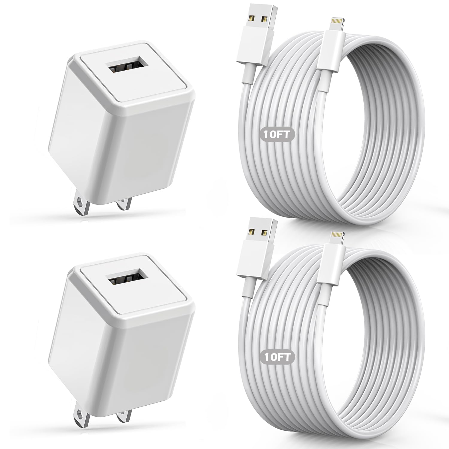 Paquete de 2 cargadores de iPhone con certificación MFi de Apple, c...