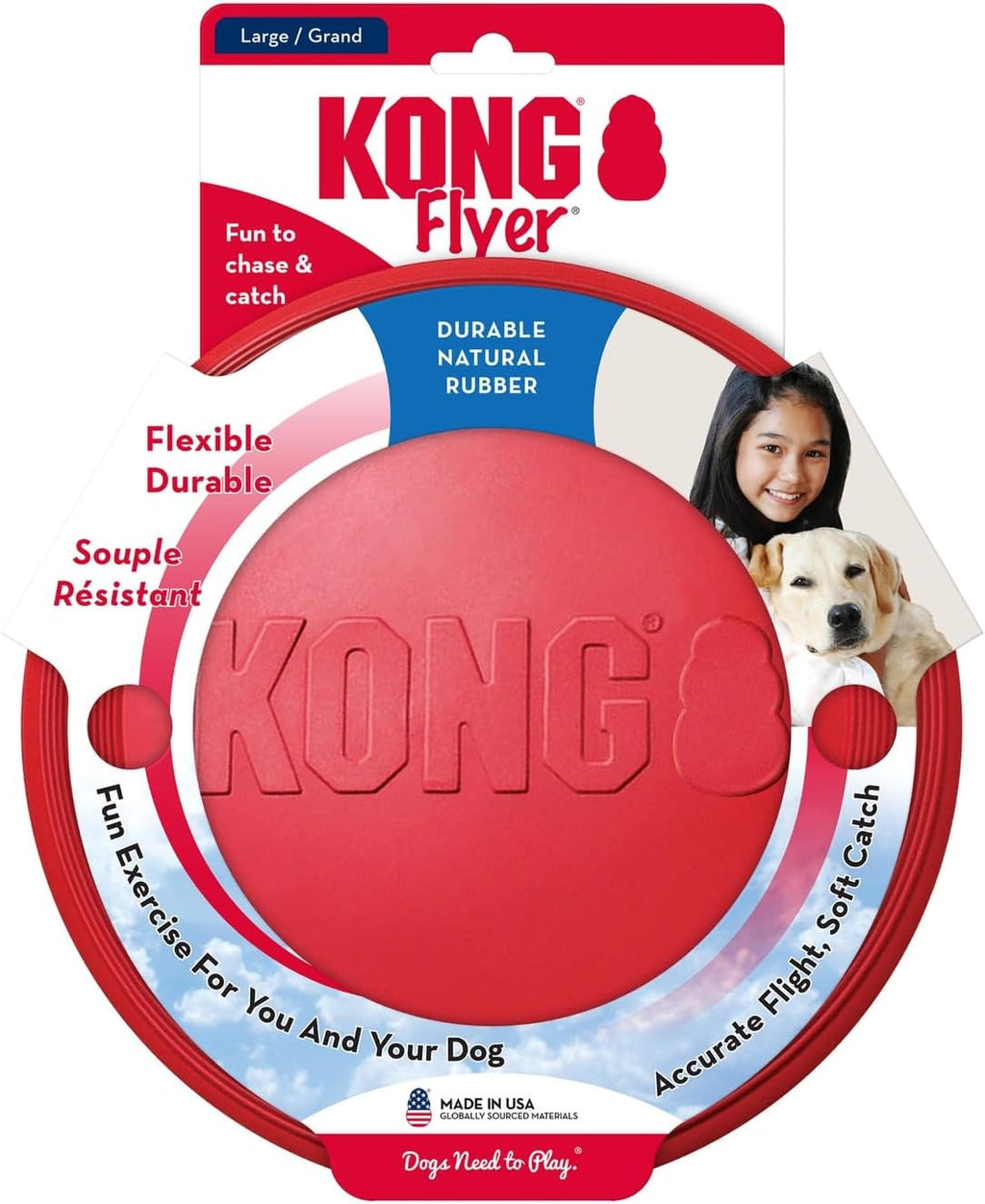 KONG Flyer - Juguete duradero para perros para jugar al aire libre...