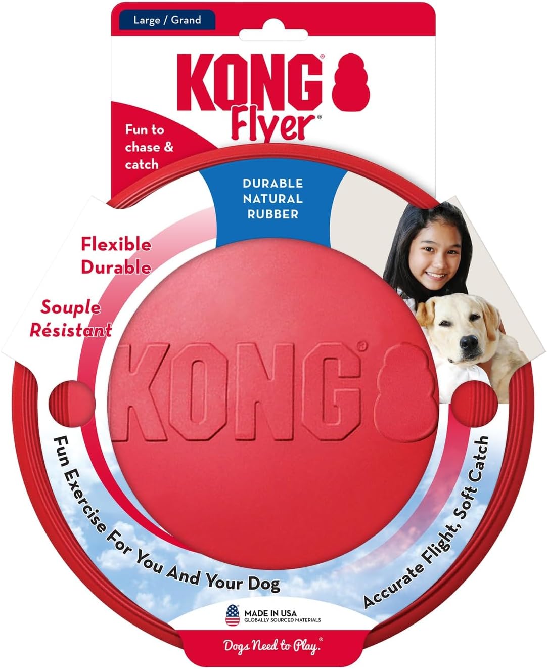 KONG Flyer - Juguete duradero para perros para jugar al aire libre...