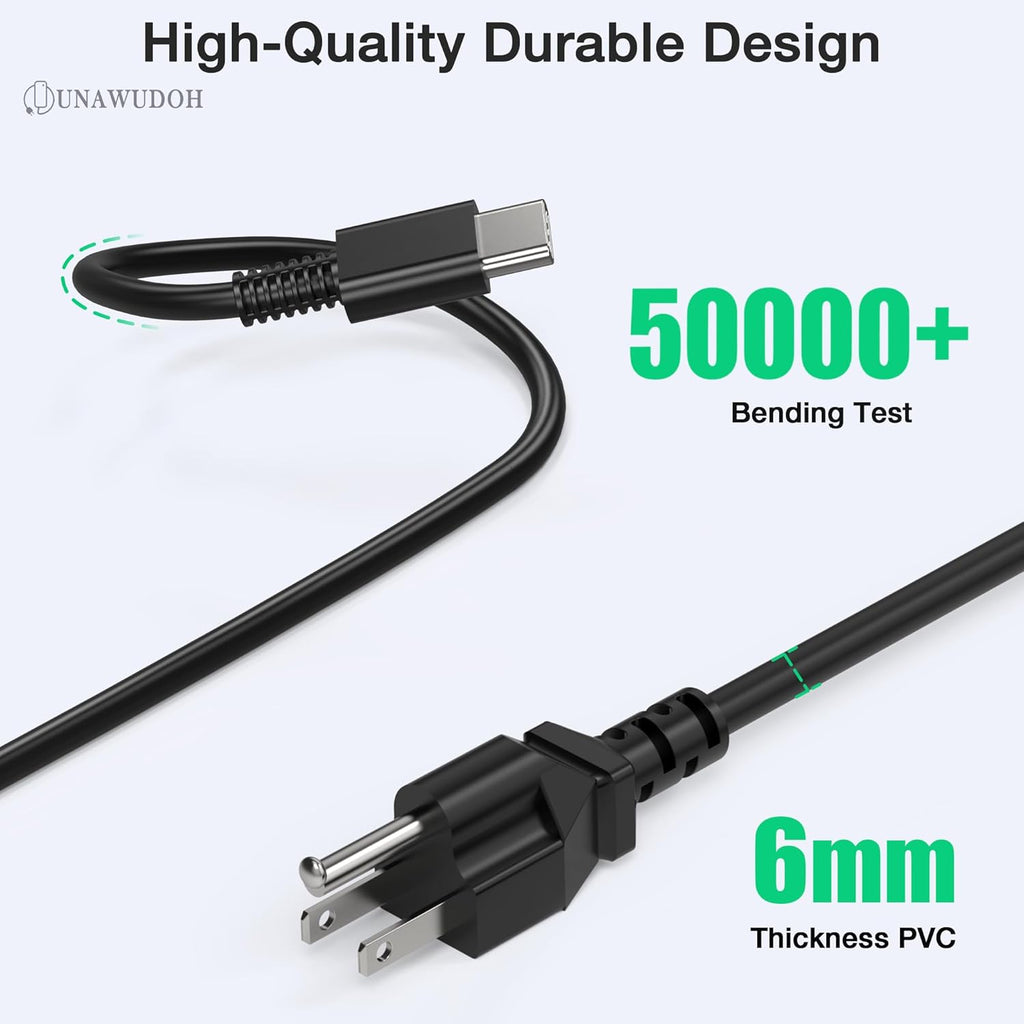 UNAWUDOH Cargador USB C para laptop, cargador de Chromebook de 65 W...