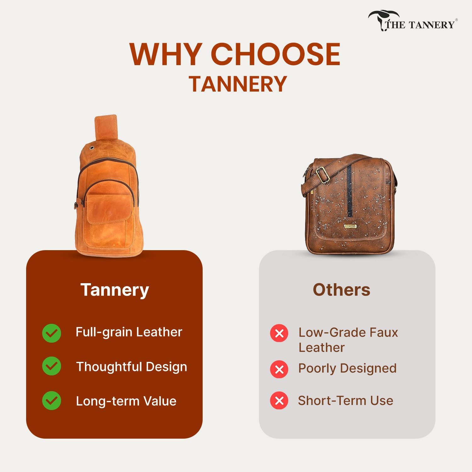 The Tannery Mochila de cuero de búfalo hecha a mano multiusos para...