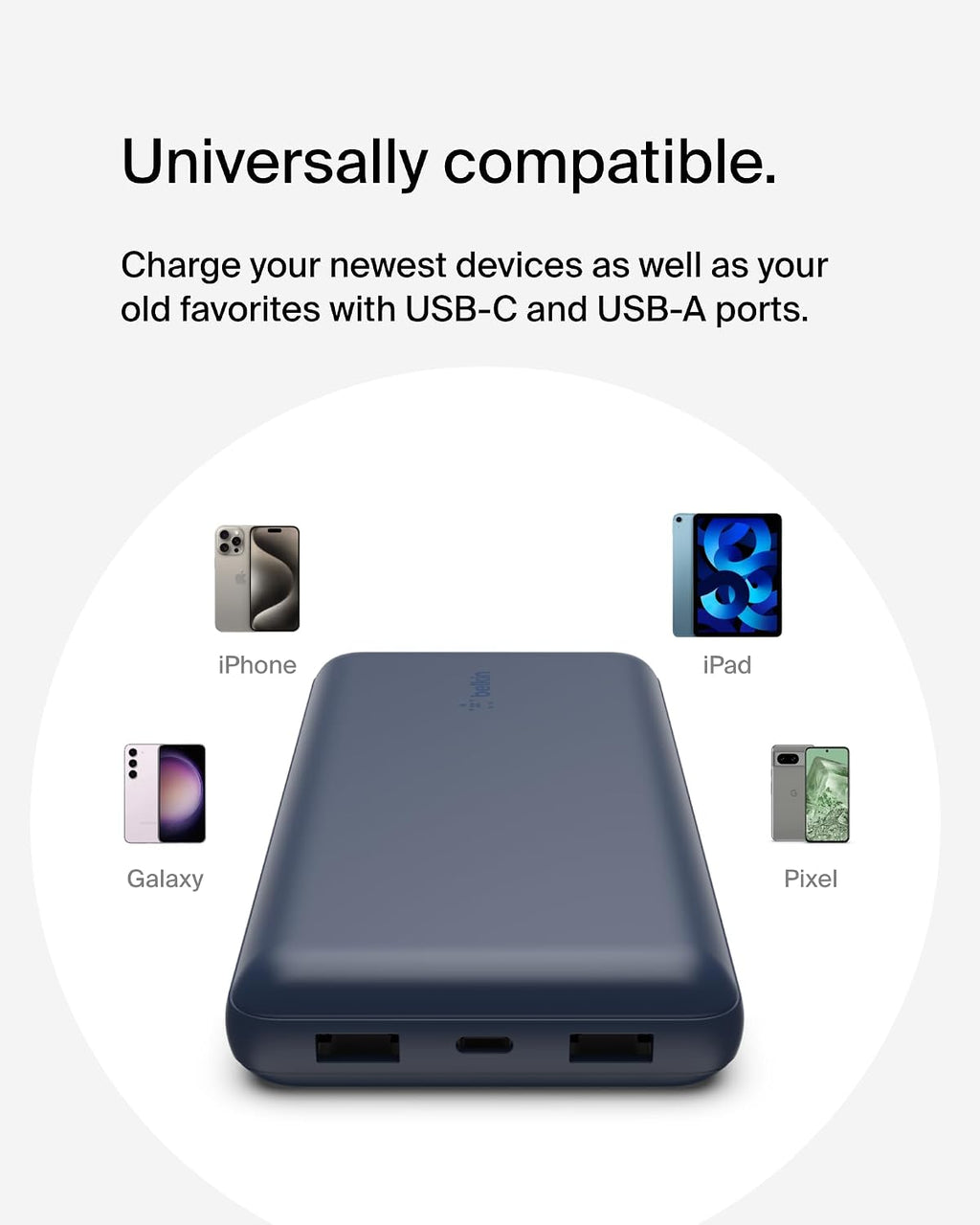Cargador portátil Belkin, banco de energía USB C de 20000 mAh con 2...