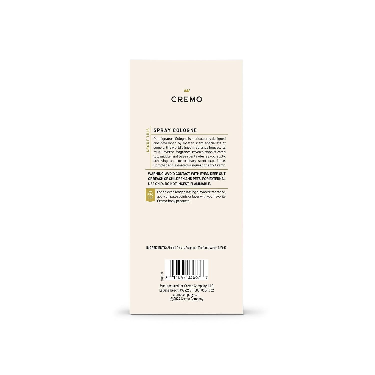 Cremo Colonia para hombres \u2013 Espray de colonia italiana de ber...
