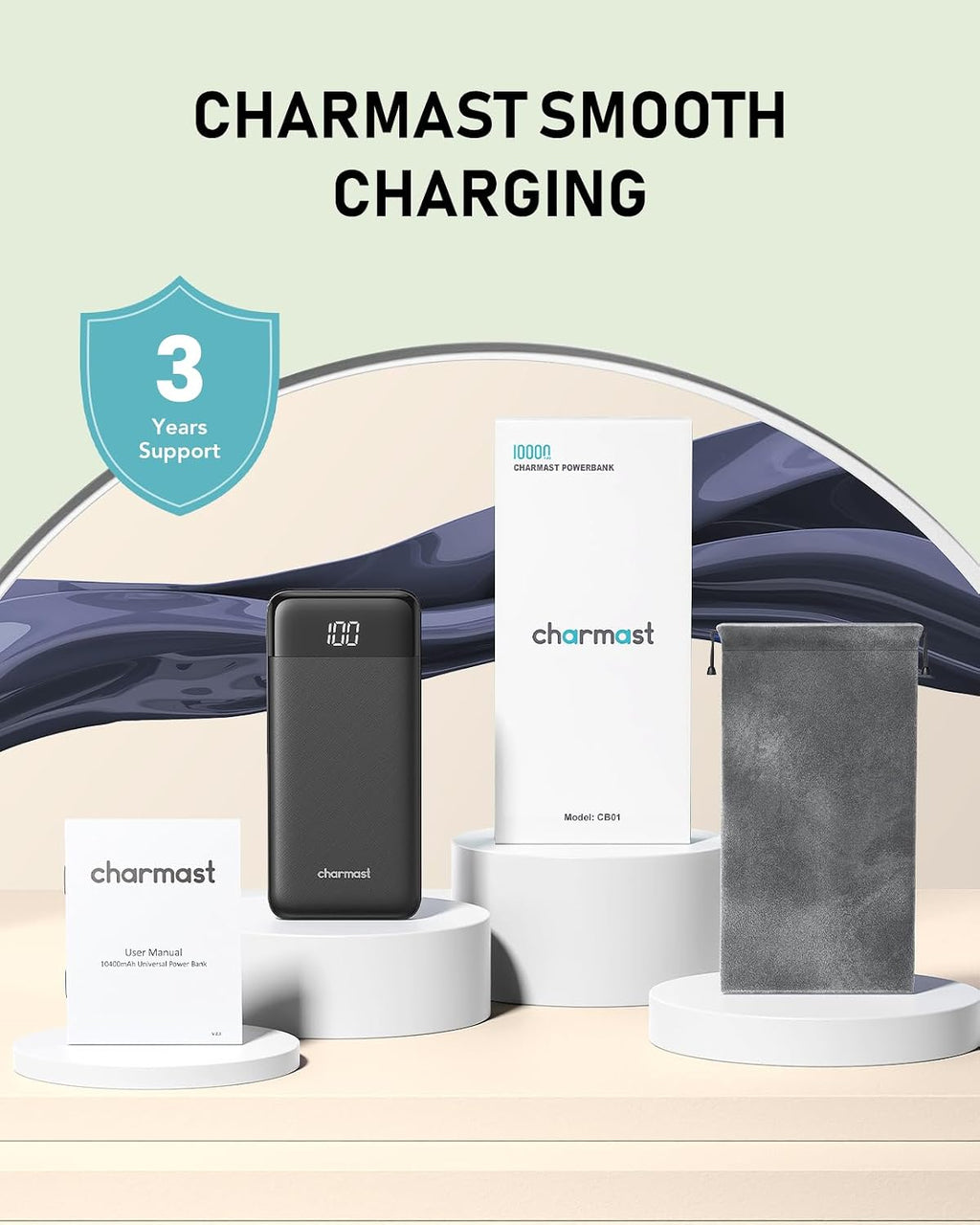 Charmast Cargador portátil con cables incorporados, batería externa...