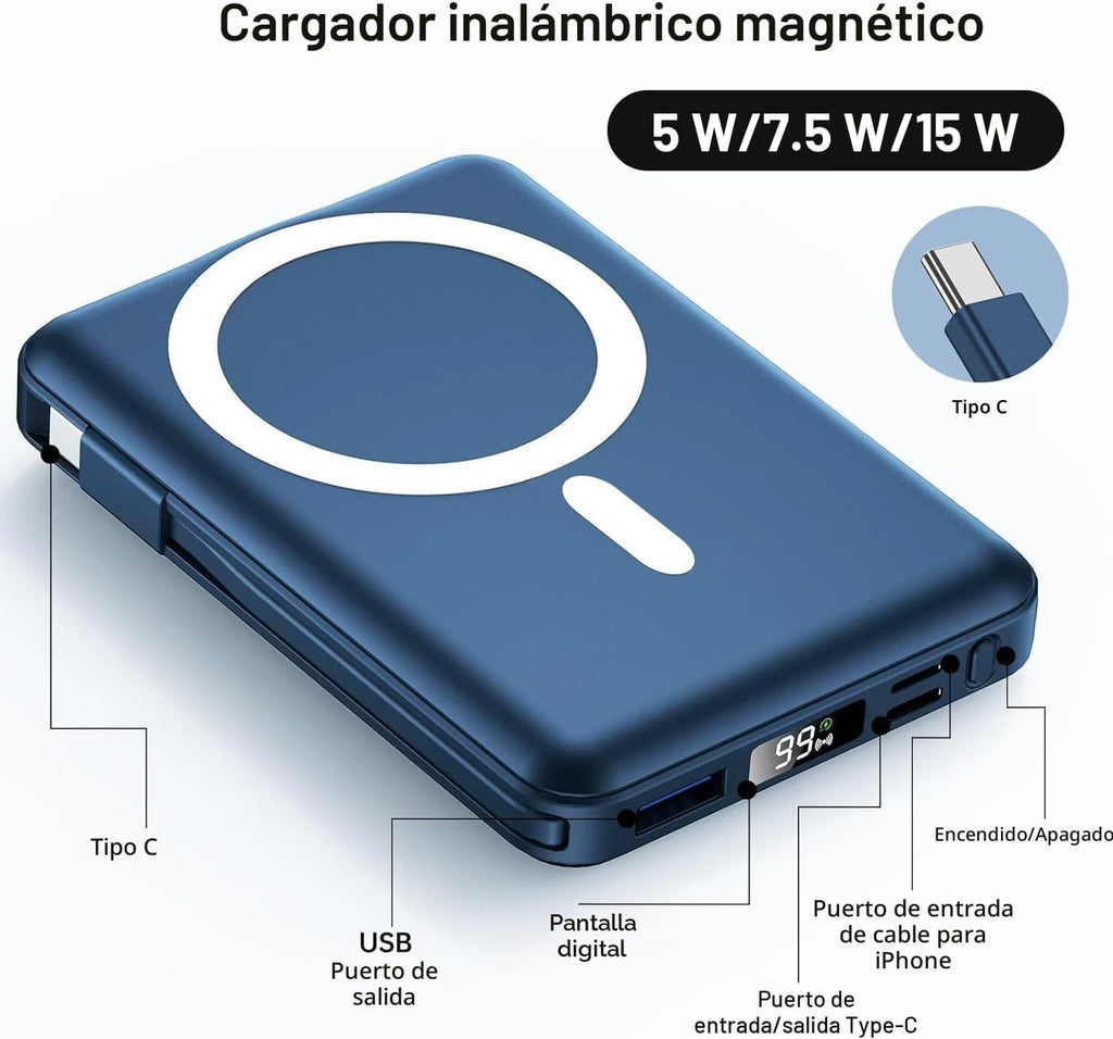 Vexnara para banco de energía Magsafe, banco de energía magnético d...