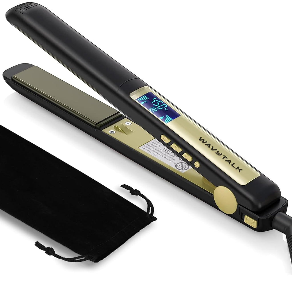 Wavytalk Plancha de pelo de titanio 100% puro, de doble voltaje, cr...