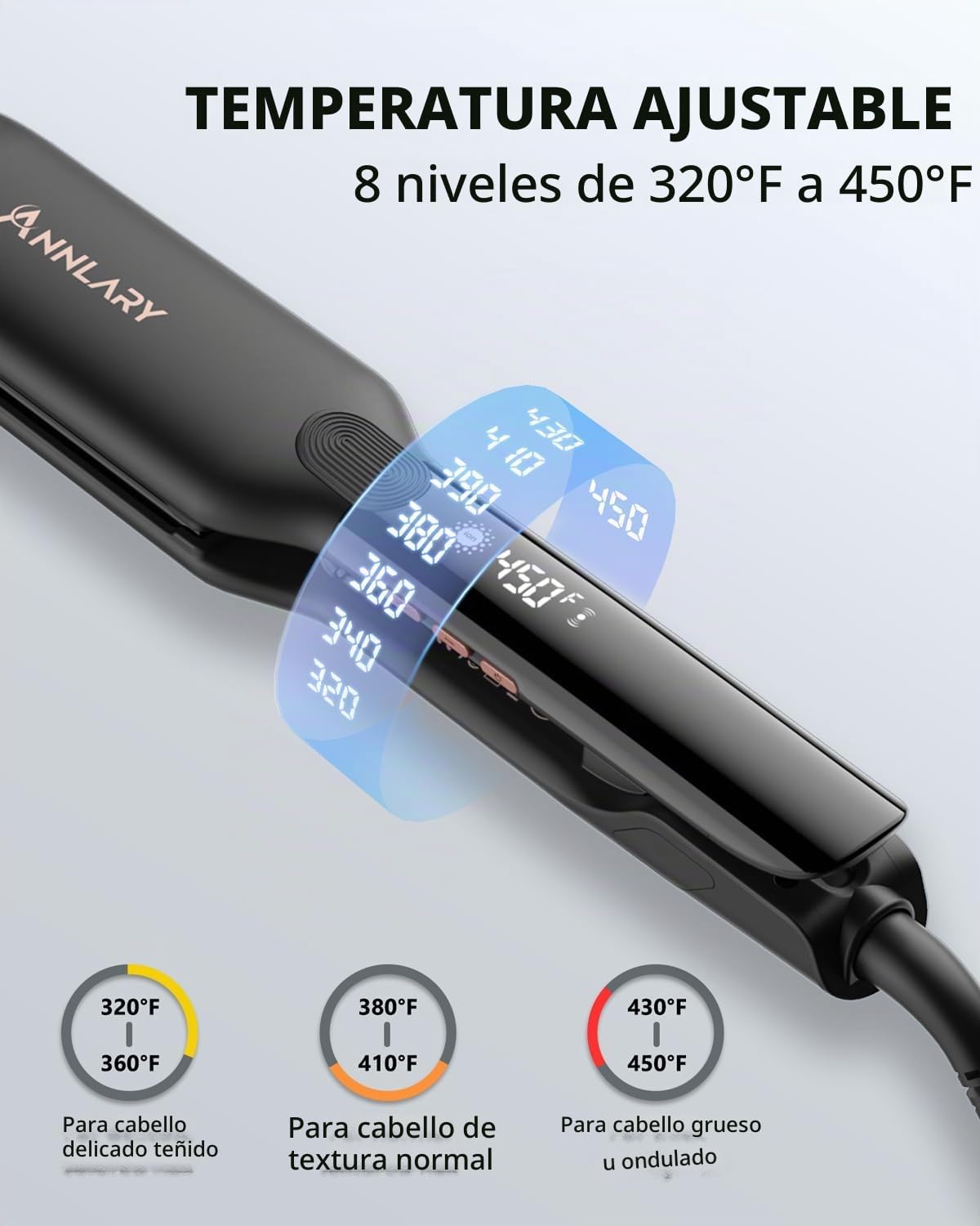 Annlary Plancha de pelo de 1.75 pulgadas, placa de titanio profesio...