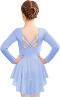 Zaclotre Leotardos de ballet para niñas con faldas brillantes, mang...