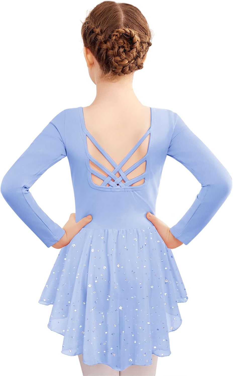 Zaclotre Leotardos de ballet para niñas con faldas brillantes, mang...
