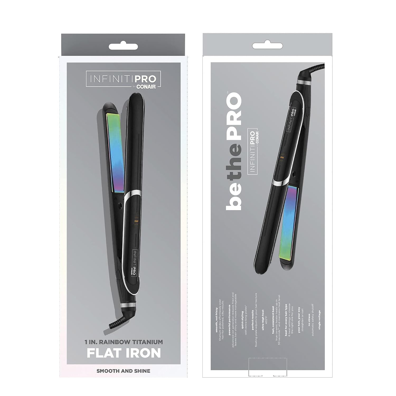 INFINITIPRO DE CONAIR - Plancha para el pelo plana de titanio arcoí...
