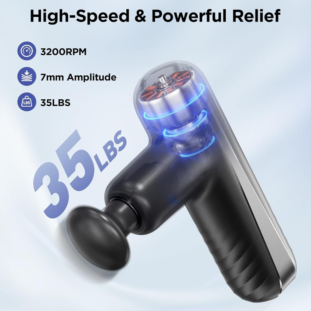PENJOY Mini pistola de masaje, potente masajeador muscular de mano...