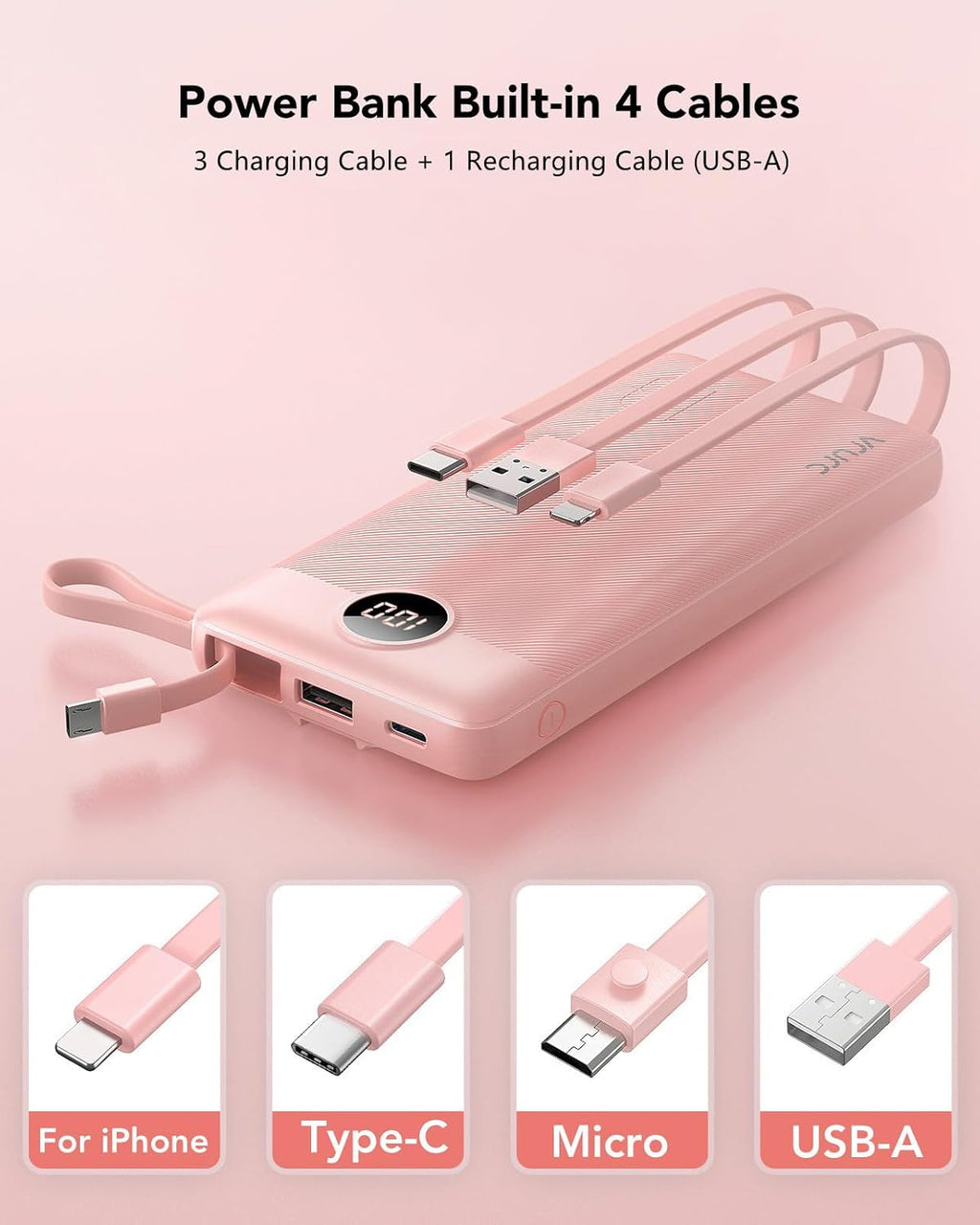 VRURC Cargador Portátil Power Bank, Paquete de Batería Esencial de...