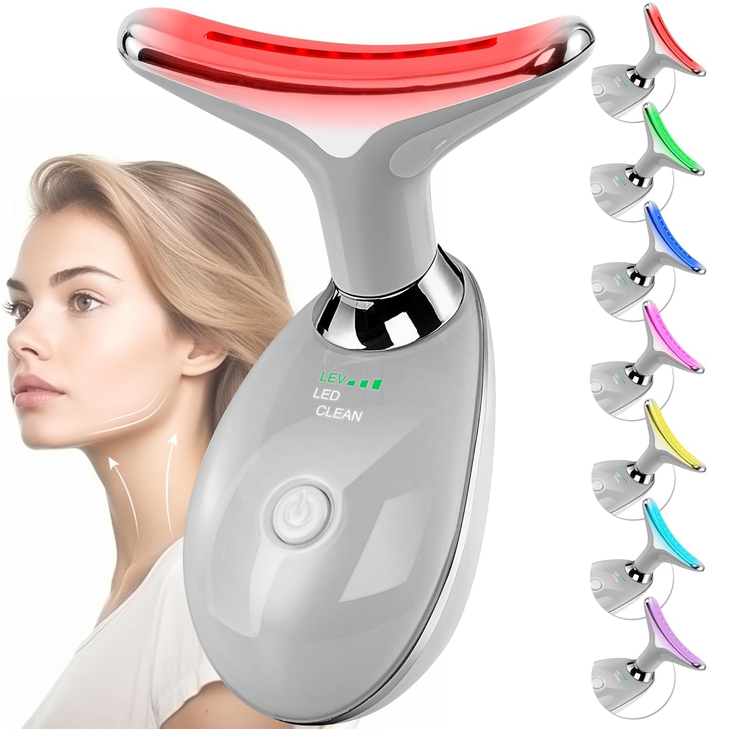 Masajeador facial cara y cuello, varita de esculpir cara con 7 colo...