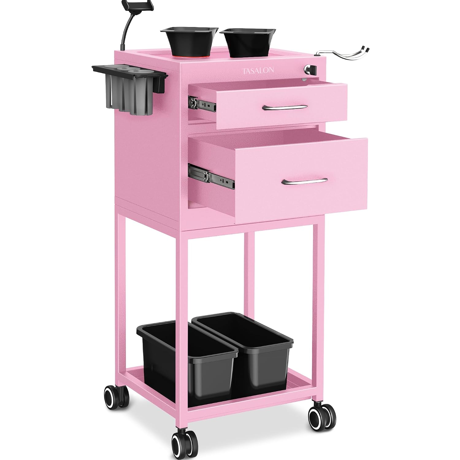 TASALON Carrito de salón con 2 cuencos magnéticos, carrito de metal...
