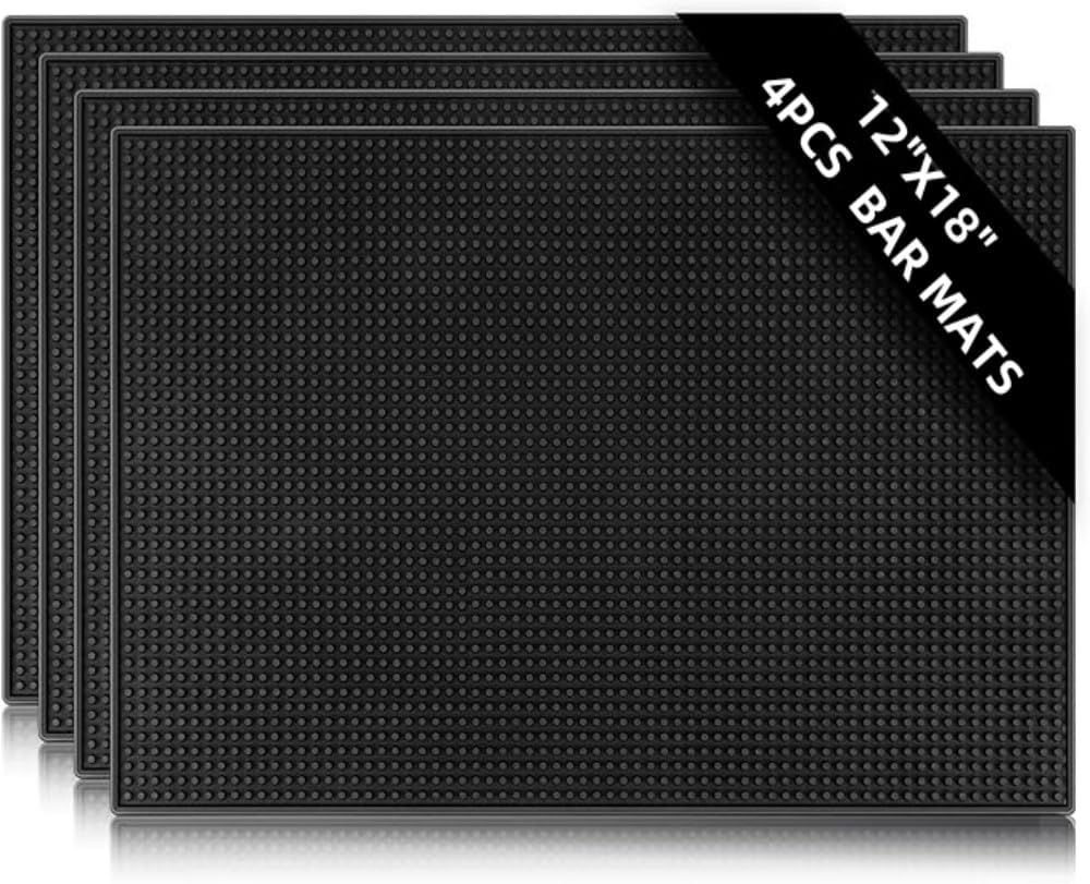 WANGCHAO Paquete de 4 alfombrillas negras de 18 x 12 pulgadas para...