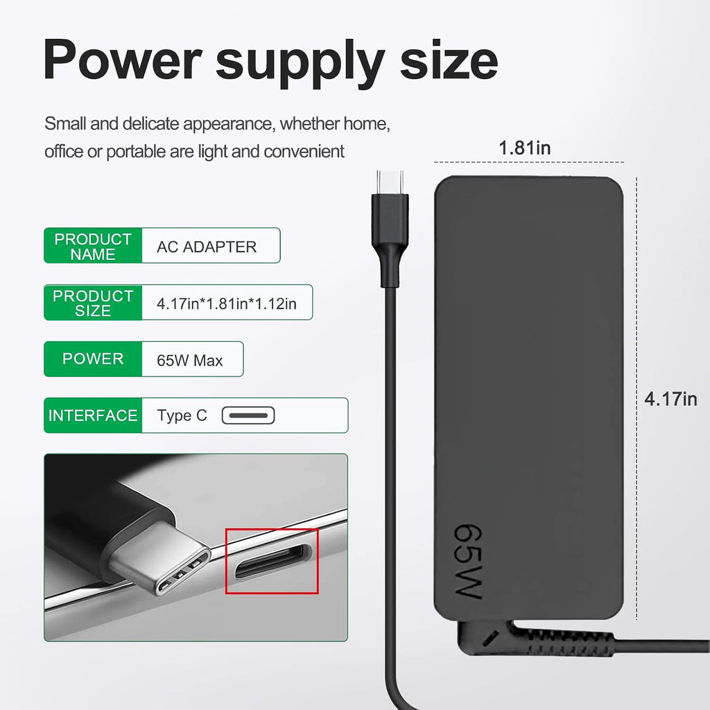 Dzytnsy Cargador USB C de 65 W compatible con Lenovo Thinkpad\/Yoga...